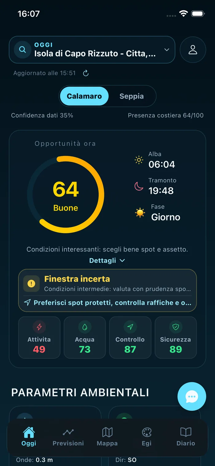 Schermata dell'app EgiGo