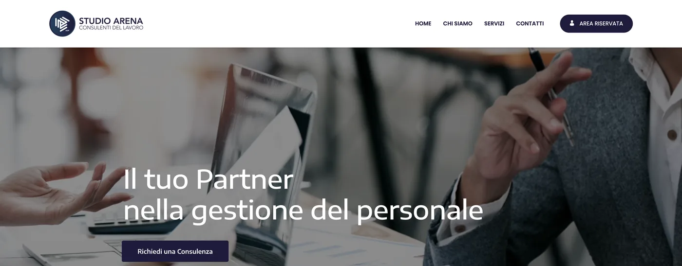 Schermata del progetto Studio Arena — Consulenti del lavoro