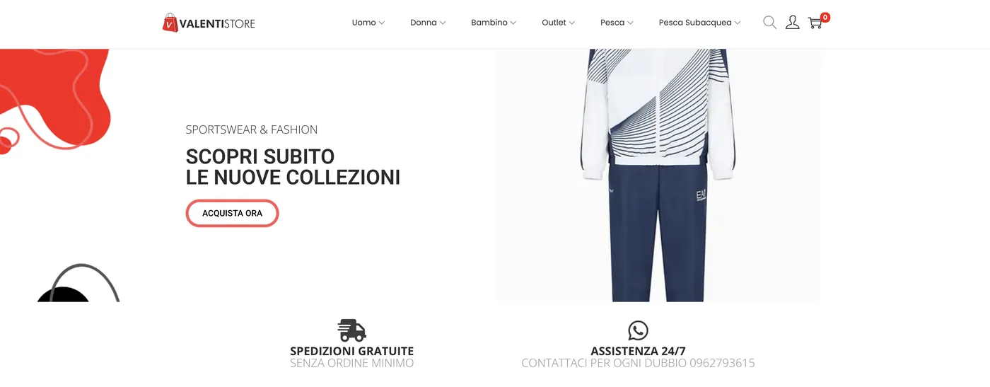 Schermata del progetto Valenti Store